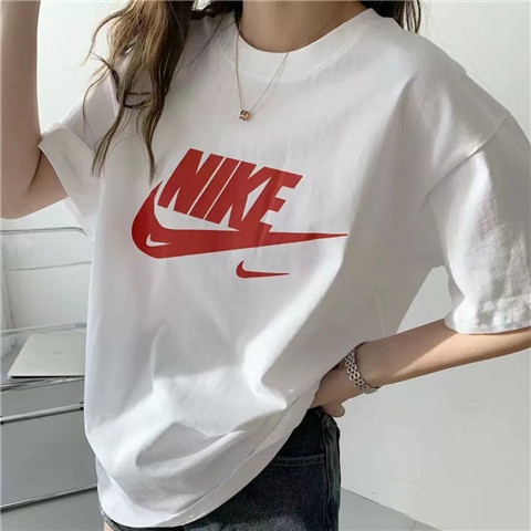 Nike белая 100% хлопковая футболка с красным логотипом бренда