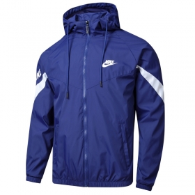 Синяя с капюшоном на завязках ветровка с логотипом Nike на груди