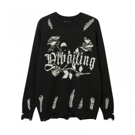В готическом стиле черный свитер YL BOILING с надписью и розами