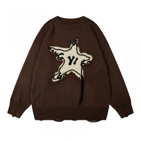 Трендовый коричневый свитер от бренда YL BOILING комфортный в носке