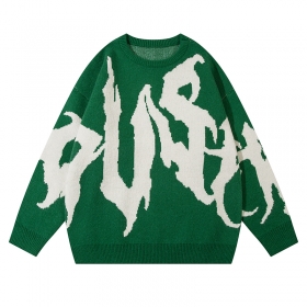 Трендовый зеленый свитер от YL BOILING с круглым вырезом горловины
