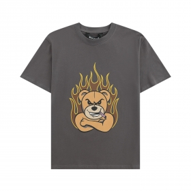 Темно-серая хлопковая футболка Palm Angels с принтом злого медведя
