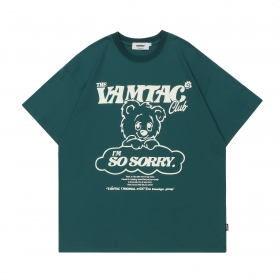 Базовая футболка VAMTAC изумрудная с крупным принтом "Мишка"