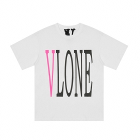 Белая хлопковая футболка VLONE с короткими рукавами