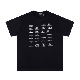 Трендовая черная BALENCIAGA футболка с надписями бренда