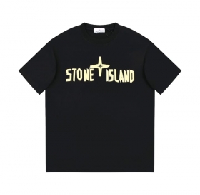 Футболка Stone Island черного цвета с фирменным принтом