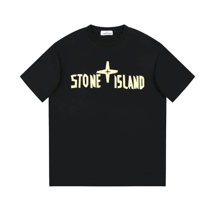 Футболка Stone Island черного цвета с фирменным принтом