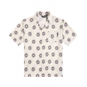 Кремовая рубашка Palm Angels с абстрактным серым принтом