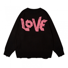 С розовой нашивкой "LOVE" из тесьмы свитер YL BOILING черный