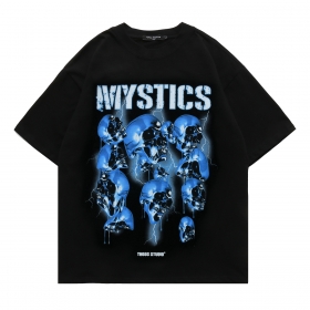 Черная футболка Onese7en с абстрактным принтом и надписью MYSTICS