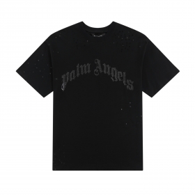Черная хлопковая футболка Palm Angels с принтом названия бренда