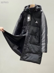 Чёрный пуховик с капюшоном Adidas удлиненный