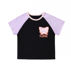 Чёрно-фиолетовая футболка VAMTAC принт на груди "Панда"