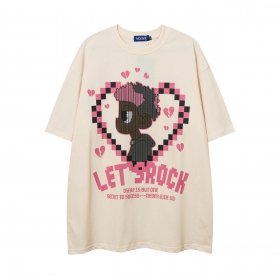Персиковая футболка с ярким принтом спереди и сзади от Let's Rock