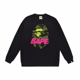 Чёрный свитшот из хлопка с принтом и логотипом бренда Bape