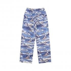 Штаны от бренда Palm Angels с принтом акул в сине-голубой воде