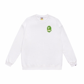 Белый хлопковый свитшот Bape с зеленой надписью бренда