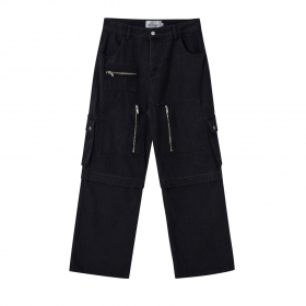 Чёрные джинсы карго с накладными карманами от бренда Made Extreme