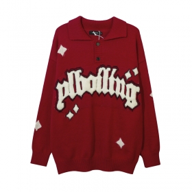 С крупной объемной надписью лого свитер YL BOILING красного цвета