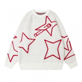 Элегантный белый свитер ANBULLET с принтом звезд со всех сторон