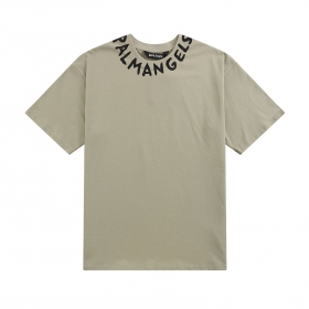 Хлопковая футболка Palm Angels светло-серого цвета с надписью бренда