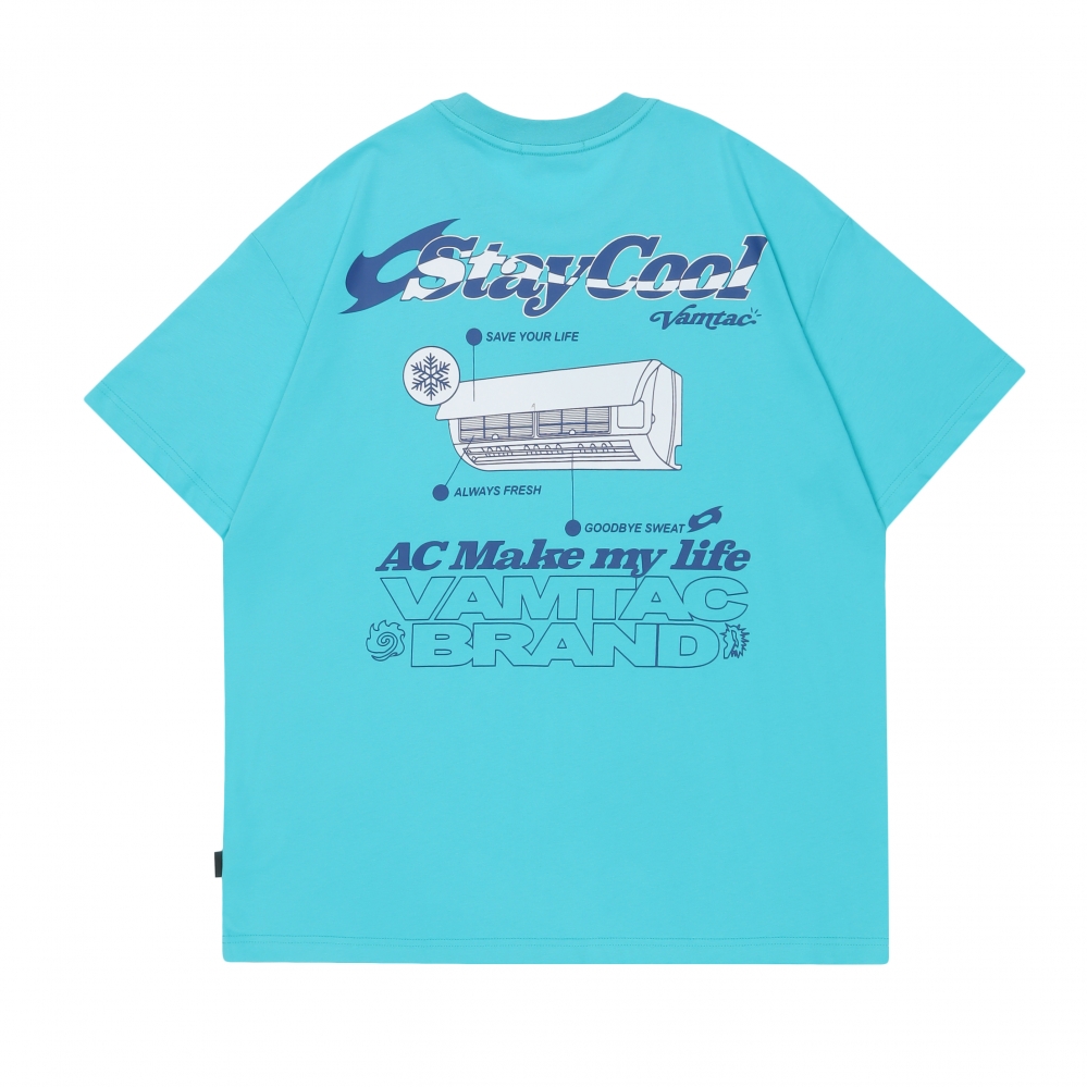 Базовая голубая футболка с принтом "Кондиционер" от бренда VAMTAC