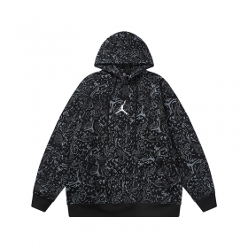 Худи Jordan черное с абстрактным принтом по всей ткани и вышивкой лого