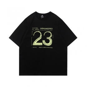 Брендовая черная хлопковая футболка Jordan с ярким принтом цифры 23