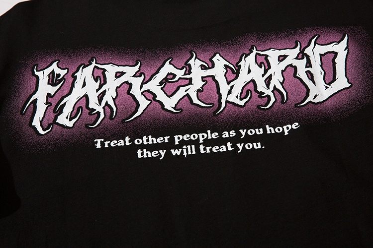 Чёрная футболка в стиле Харадзюку с принтом на груди бренд Let's Rock
