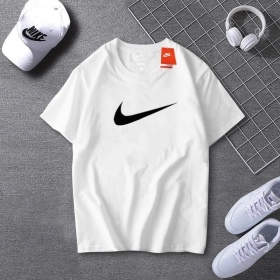 Хлопковая Nike белая футболка с коротким рукавом и круглым вырезом
