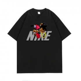 Чёрная хлопковая футболка от бренда Nike с лого и принтом на груди