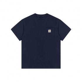 Синяя Carhartt хлопковая футболка с логотипом на груди