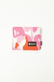 Кошелек-бумажник Bape розово-оранжевый с 2-мя отделениями