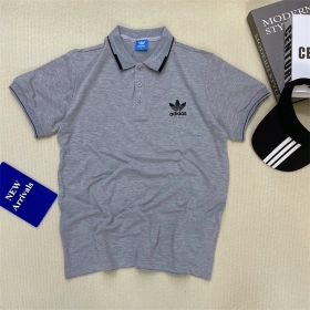 Серое поло с короткими рукавами на резинке с лого Adidas