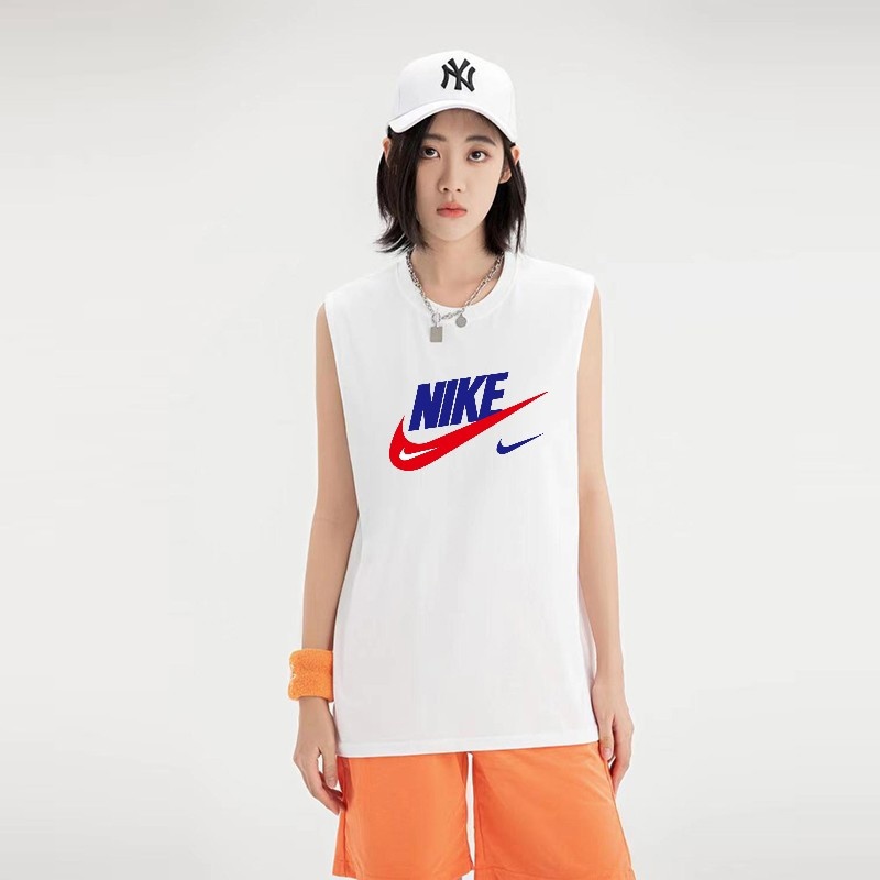 Хлопковая белая майка с логотипом Nike крой свободный