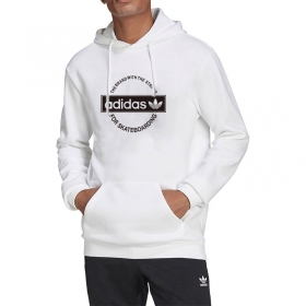 Белое универсальное с карманом и капюшоном худи Adidas