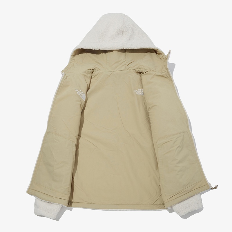 Бежевая шерпа куртка на молнии от бренда The North Face двухсторонняя