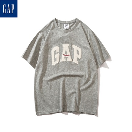 Серая свободного кроя хлопковая футболка GAP с логотипом