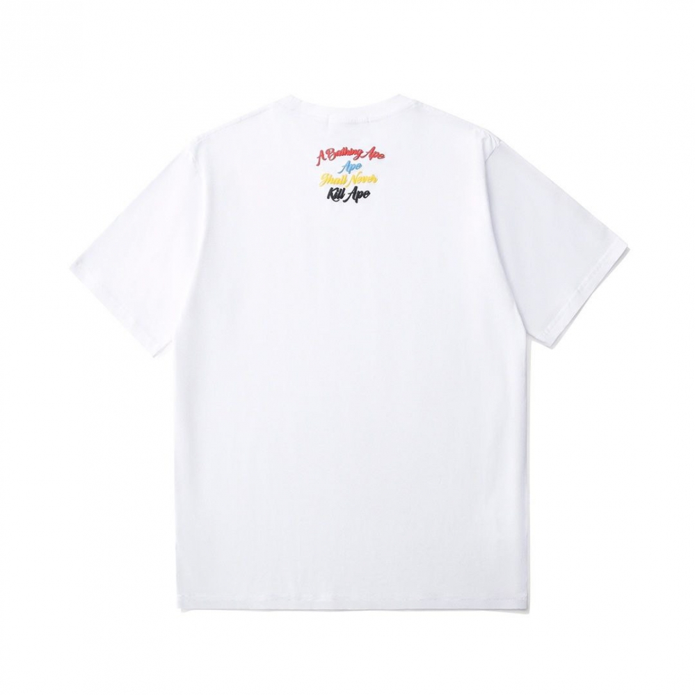 Хлопковая футболка Bape белая с разноцветным названием бренда на груди