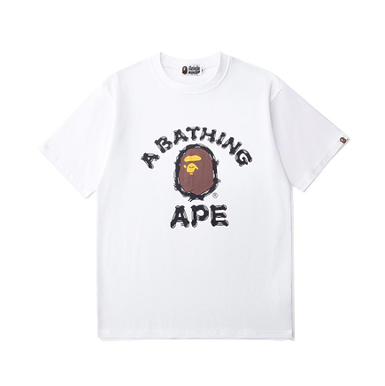 Унисекс футболка Bape белая с фирменным брендингом с 2-ух сторон