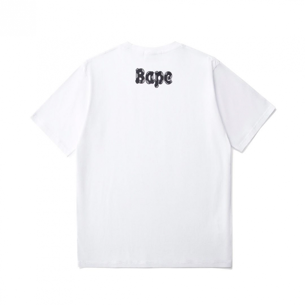 Унисекс футболка Bape белая с фирменным брендингом с 2-ух сторон