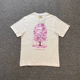 Белая футболка A Bathing Ape с розовым принтом головы обезьяны-дерева