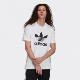Универсальная хлопковая белая футболка Adidas прямого кроя