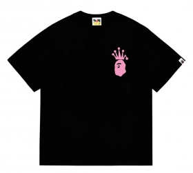 BAPE с розовым напечатанным принтом черная футболка