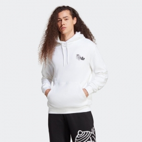 100% хлопковое белое худи Adidas с карманом и капюшоном