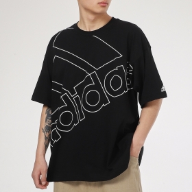 100% хлопковая чёрная футболка с крупным логотипом Adidas
