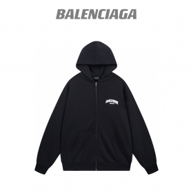 Balenciaga зип худи черного цвета с эластичными манжетами