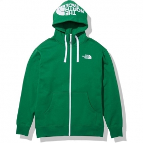 Зелёное зип худи The North Face с объёмным капюшоном и 2-мя карманами