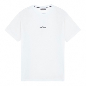 Хлопковая белая футболка с логотипом на груди Stone Island