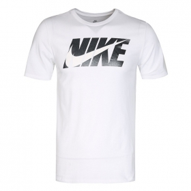 Футболка Nike белая с коротким рукавом и округлым вырезом горловины